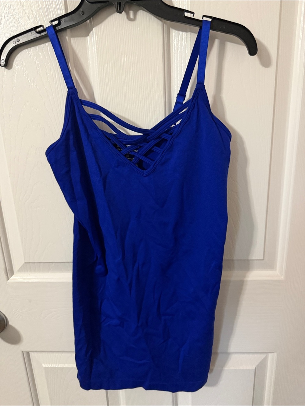 Blue Strappy V-Neck Women's Tank Top